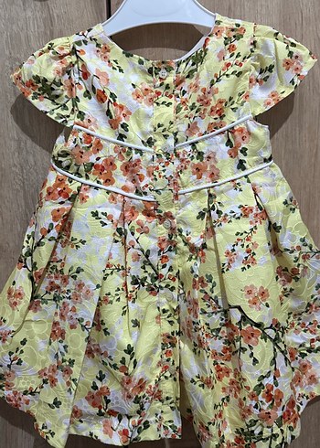 Çiçek Desenli Sarı Kız Elbisesi - Görsel 3