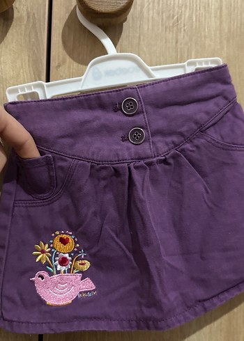 Mor Düğmeli Nakışlı Kız Etek - Görsel 4