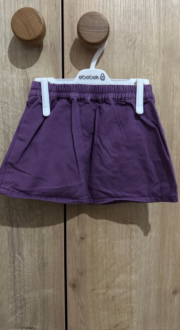 Mor Düğmeli Nakışlı Kız Etek - Görsel 3