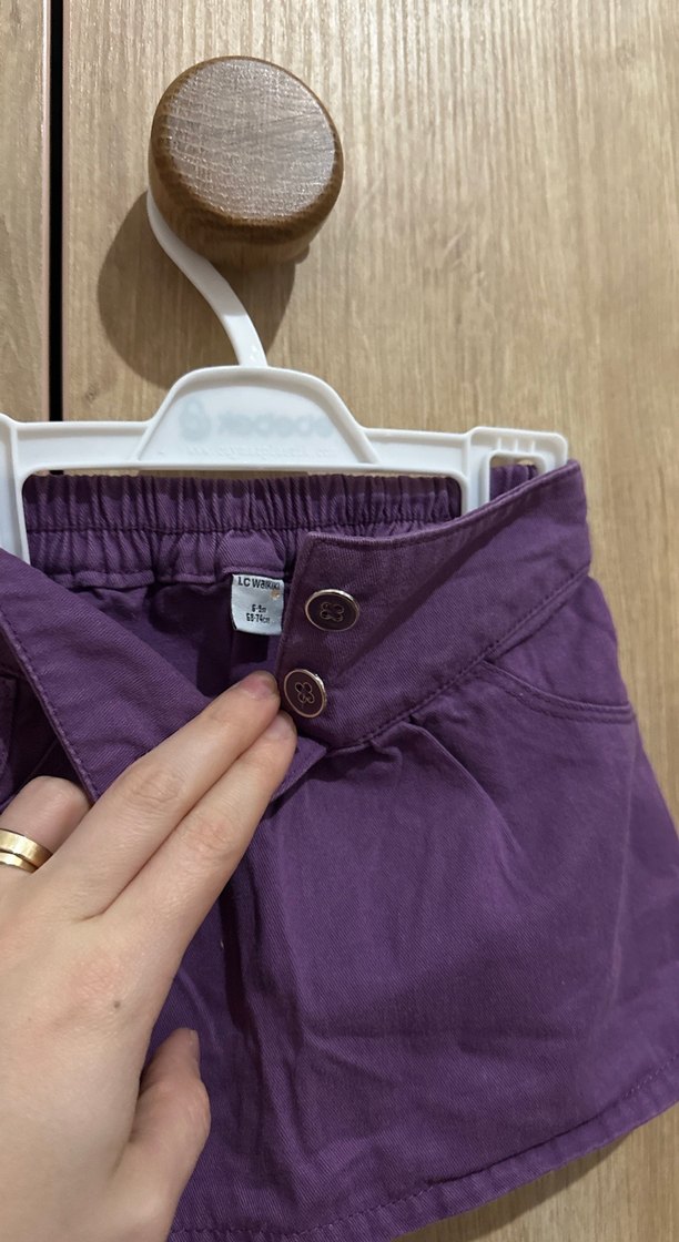 Mor Düğmeli Nakışlı Kız Etek - Görsel 5