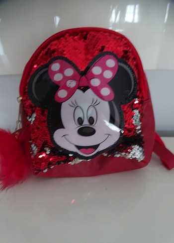 Kırmızı Minnie Mouse Peluş Detaylı Çanta