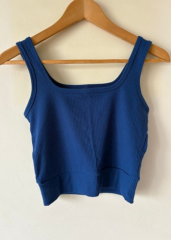 Kadın Lacivert Düz Basic Crop Top