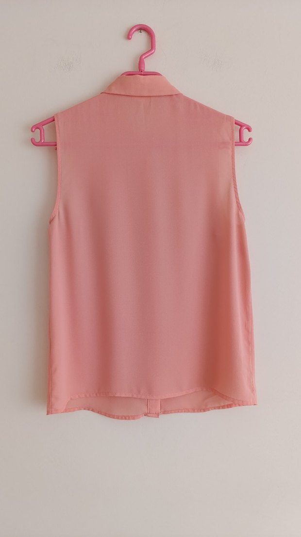 Pembe Kolsuz Fırfırlı Gömlek - Görsel 2