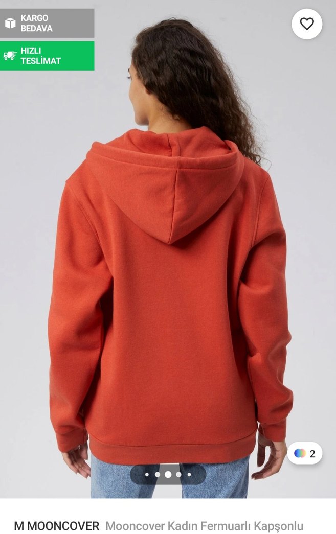 Kadın Turuncu Fermuarlı Sweatshirt - Görsel 2