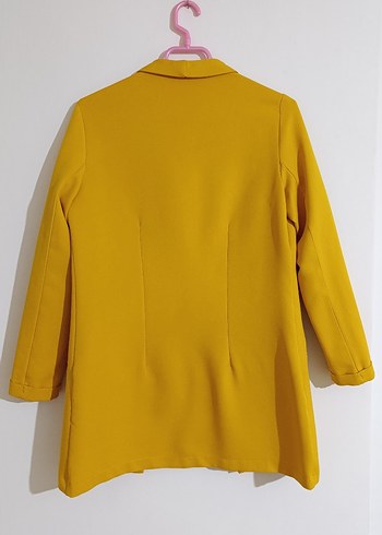 Sarı Midi Kadın Blazer Ceket - Görsel 4