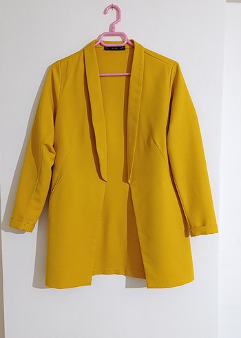 Sarı Midi Kadın Blazer Ceket - Görsel 3