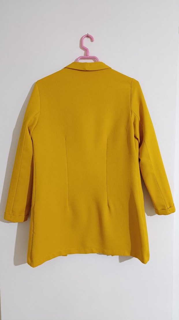 Sarı Midi Kadın Blazer Ceket - Görsel 4