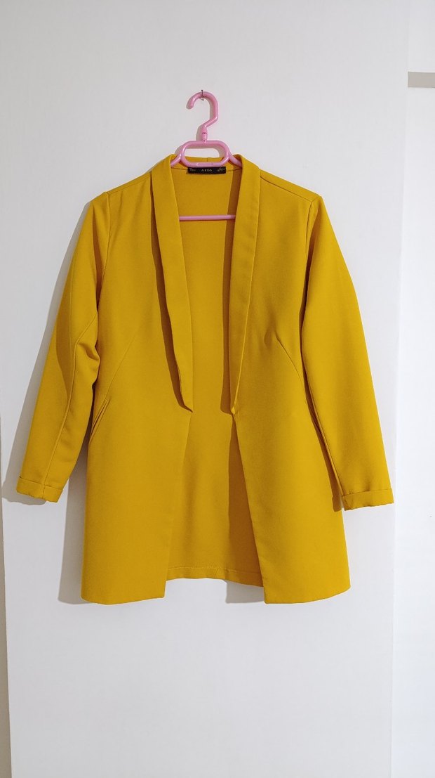 Sarı Midi Kadın Blazer Ceket - Görsel 3