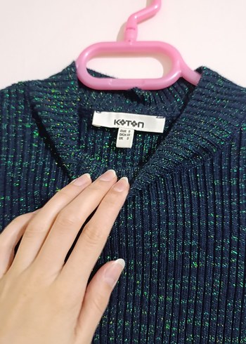 Lacivert Pencere Detaylı Simli Kazak - Görsel 4