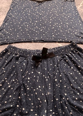 m Beden Lacivert Yıldız Desenli Şortlu Kadın Pijama