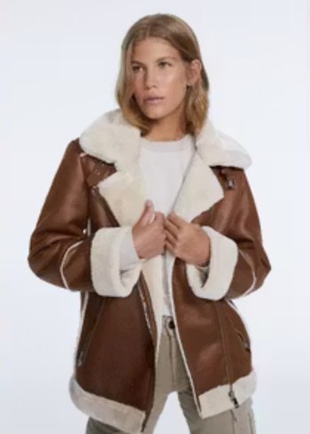 Kürklü Kahverengi Süet Kadın Ceket - Görsel 6