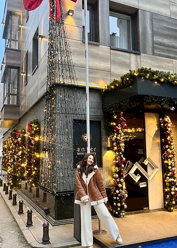 Kürklü Kahverengi Süet Kadın Ceket - Görsel 7