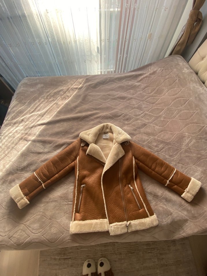 Kürklü Kahverengi Süet Kadın Ceket - Görsel 2
