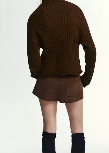 Boğazlı Kahverengi Kadın Kazak - Görsel 4