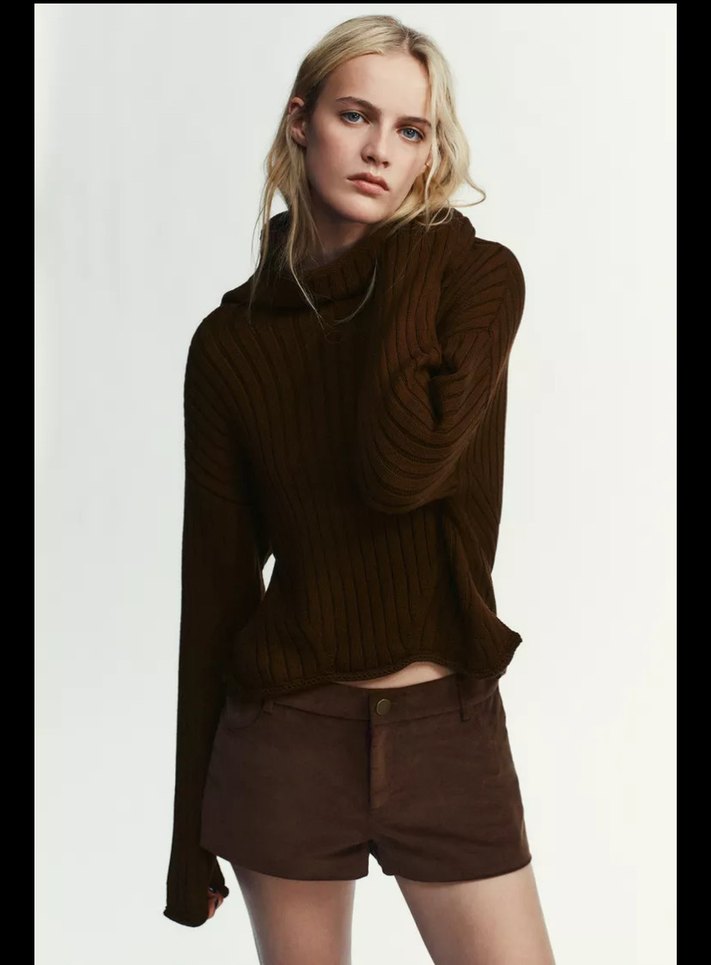 Boğazlı Kahverengi Kadın Kazak - Görsel 2