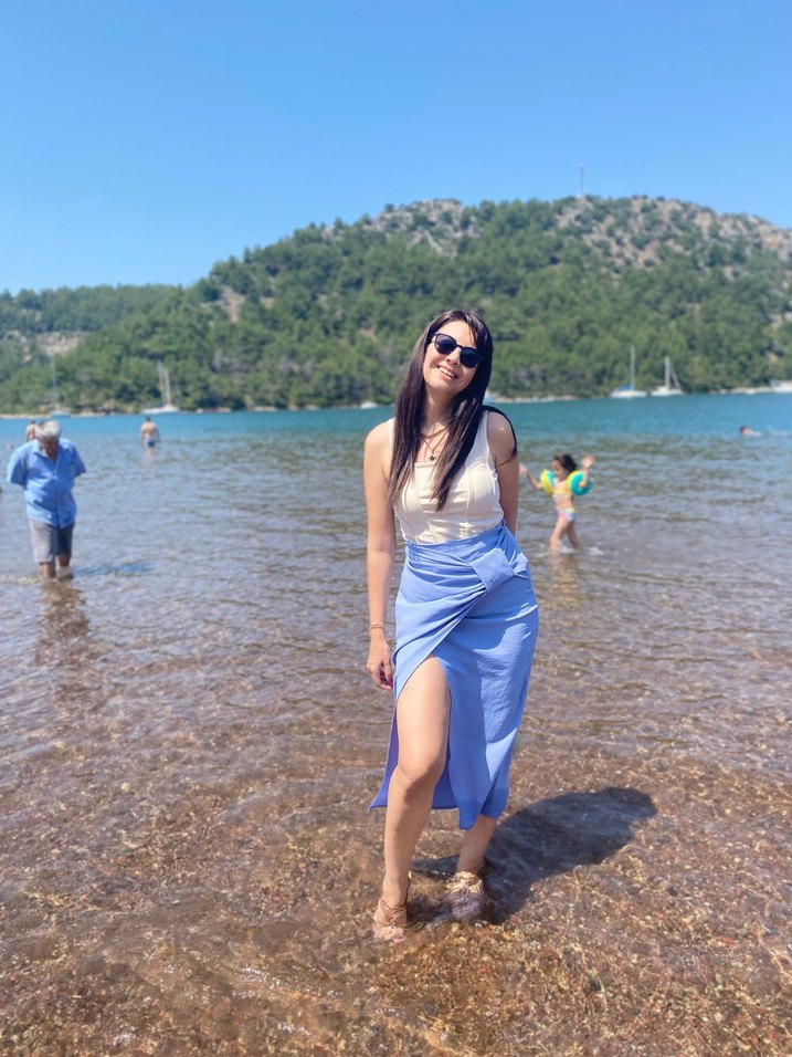 Bebe mavisi Drapeli Kadın Etek - Görsel 2