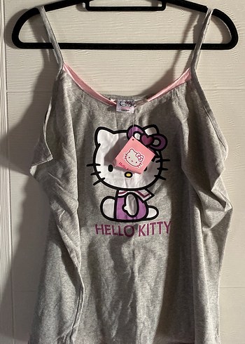 Hello Kitty Gri İnce Askili Yazlik Bluz