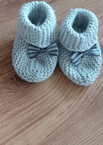 Mavi Örgü Erkek Bebek Patik - Görsel 3