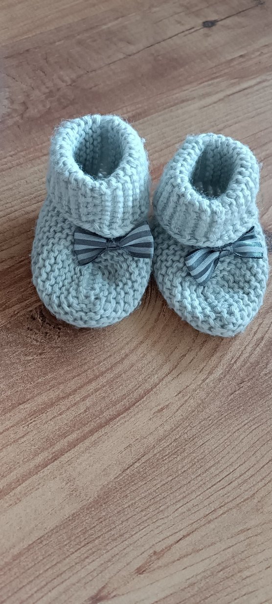 Mavi Örgü Erkek Bebek Patik - Görsel 3