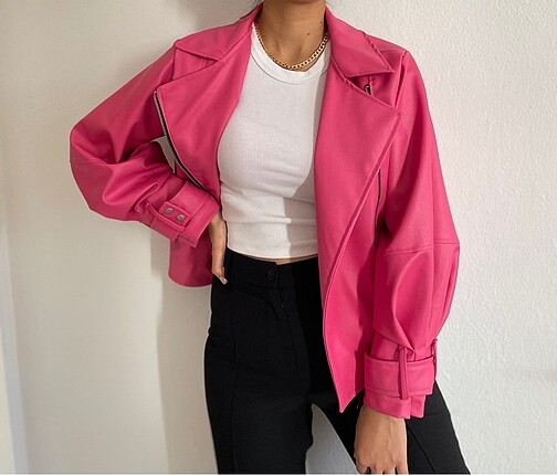 Pembe deri ceket