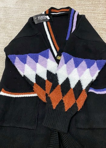 Çok Renkli Düğmeli Kadın Kışlık Hırka - Görsel 4