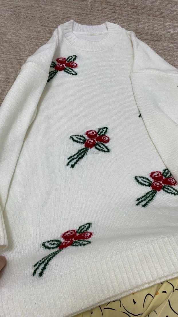 Nakışlı Beyaz Kadın Triko Kazak - Görsel 3