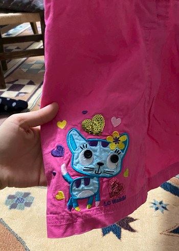 Kız Çocuk Düğmeli Pembe Elbise - Görsel 2