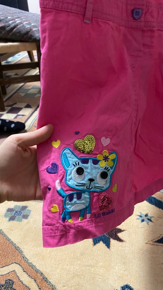 Kız Çocuk Düğmeli Pembe Elbise - Görsel 2