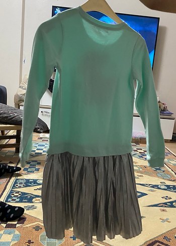 Kız Çocuk Gri Uzun Kollu Baskılı Elbise - Görsel 2