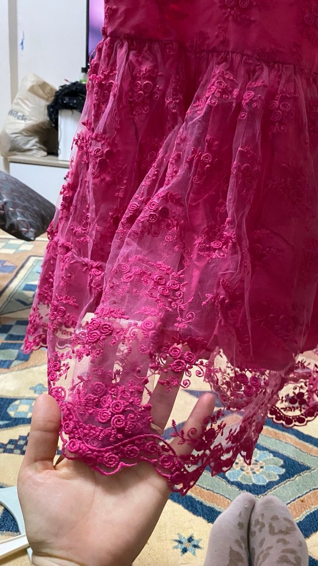 PembeKız Çocuk Dantel Detaylı Elbisesi - Görsel 2