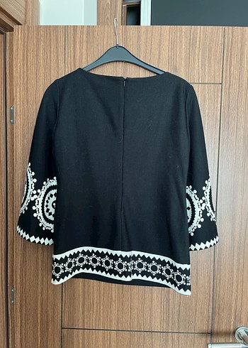 Nakışlı Siyah Bohem Kadın Bluz - Görsel 3