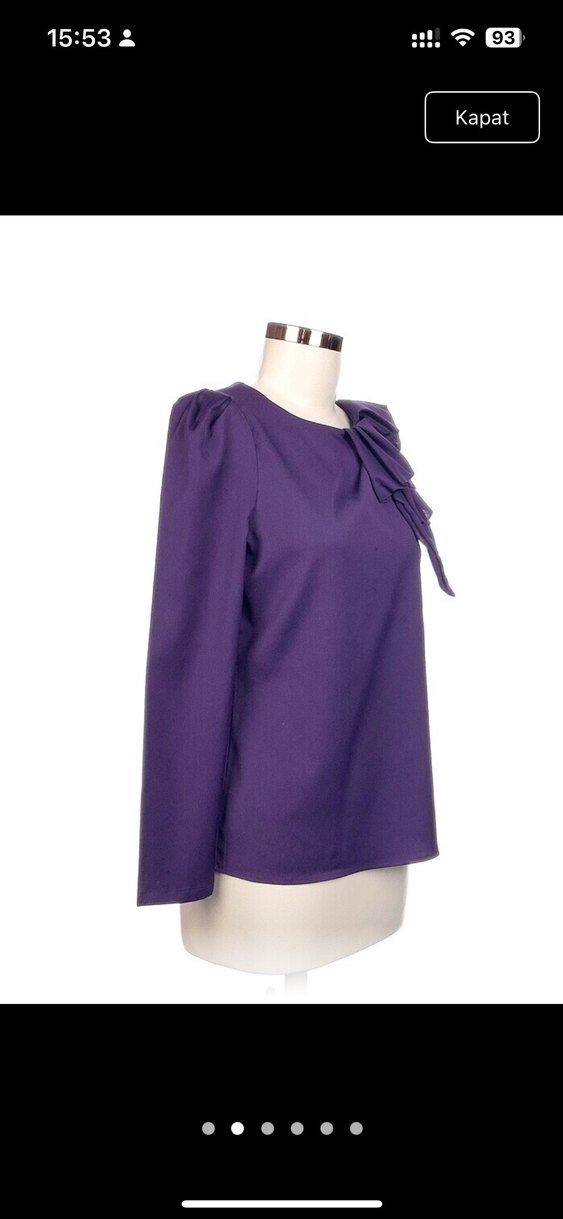 Mor Uzun Kollu Fırfırlı Kadın Bluz - Görsel 2