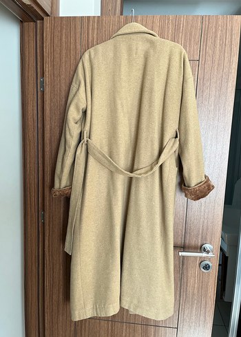 DILARA MARKA Kürklü Bej Kadın Uzun Kaban - Görsel 4