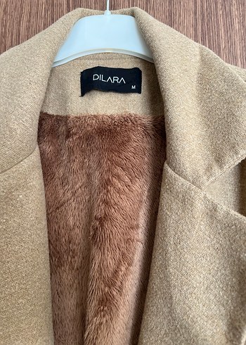 DILARA MARKA Kürklü Bej Kadın Uzun Kaban - Görsel 3