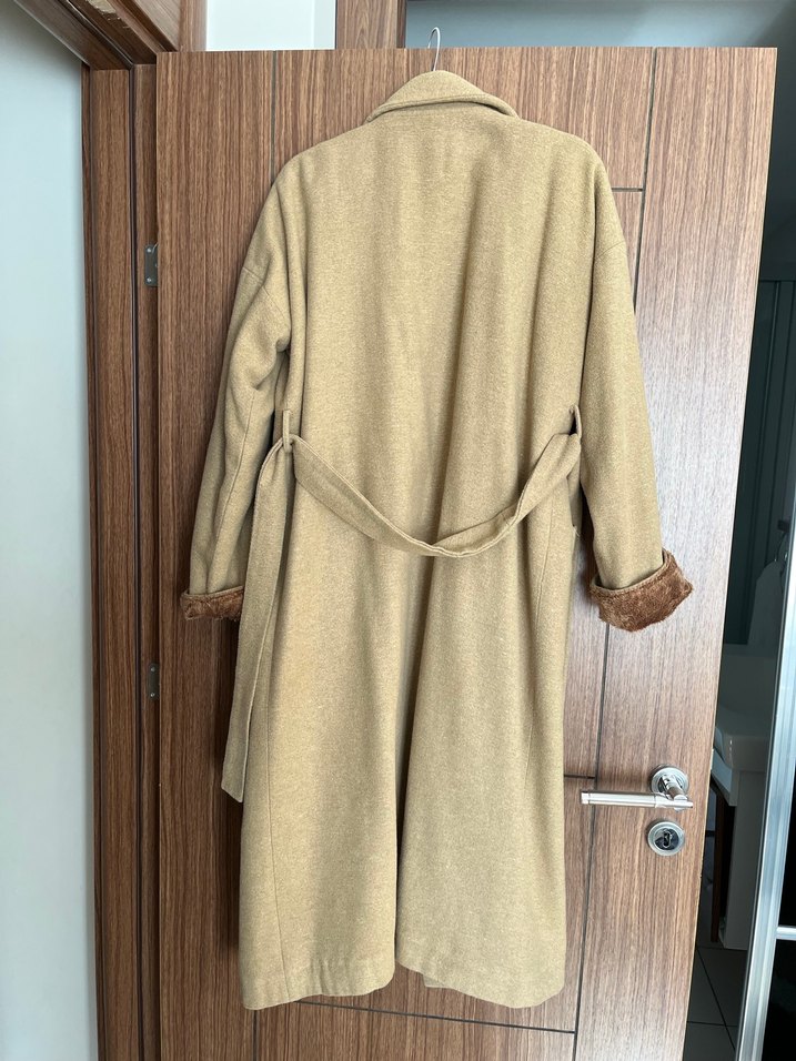 DILARA MARKA Kürklü Bej Kadın Uzun Kaban - Görsel 4