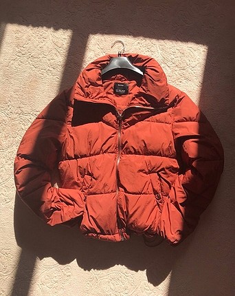 Bershka puffy mont kiremit rengi