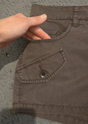 Düğmeli Kadın Mini Süet Şort - Görsel 2