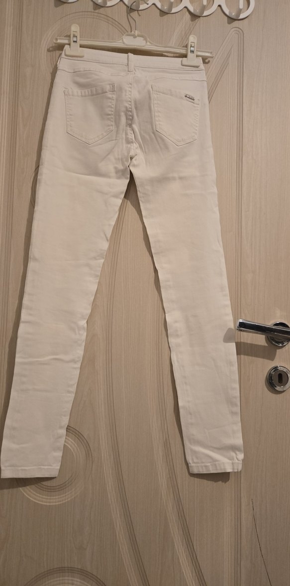 Beyaz Kadın Normal Boy Kumaş Pantolon - Görsel 4