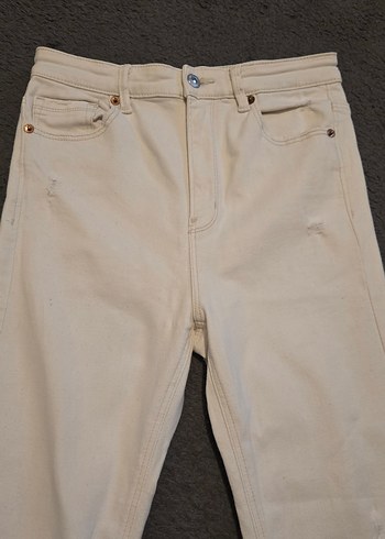 Bej Midi Kadın Kot Pantolon - Görsel 2