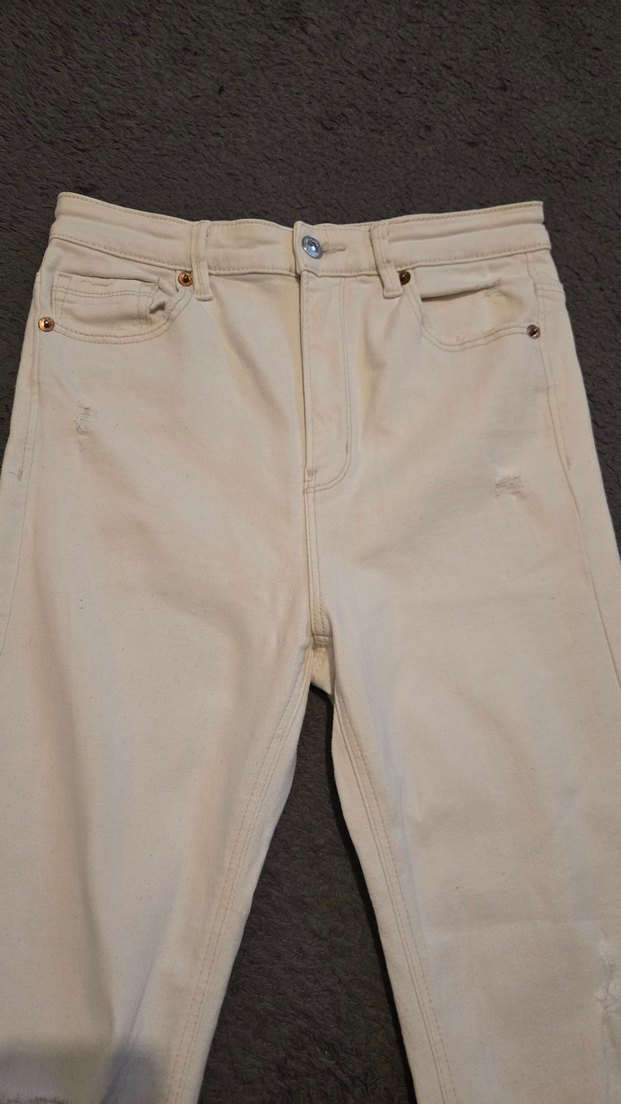 Bej Midi Kadın Kot Pantolon - Görsel 2