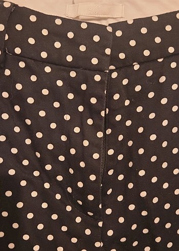 Siyah Puantiyeli Düğmeli Kadın Kumaş Pantolon - Görsel 2