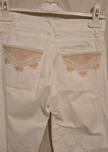 Kadın Beyaz  Pamuk Pantolon - Görsel 3