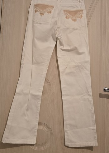 Kadın Beyaz  Pamuk Pantolon - Görsel 4