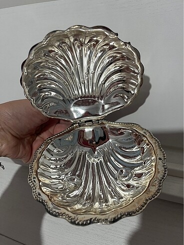 American Vintage Vintage İstiridye havyarlık tabak gümüş kaplama