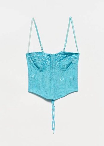 Y2k Dilvin mavi turkuaz korse büstiyer - Görsel 2