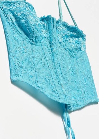 Y2k Dilvin mavi turkuaz korse büstiyer - Görsel 3