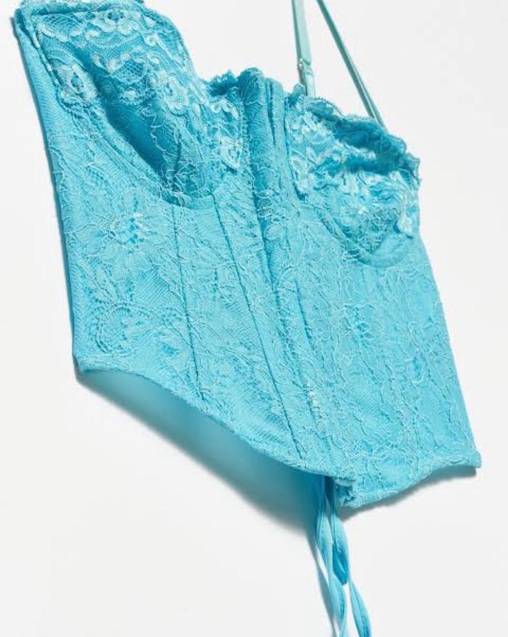 Y2k Dilvin mavi turkuaz korse büstiyer - Görsel 3