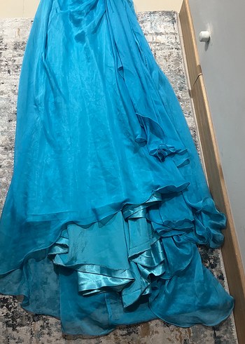 Fairycore y2k Mavi  İşlemeli Uzun Abiye Elbise - Görsel 2