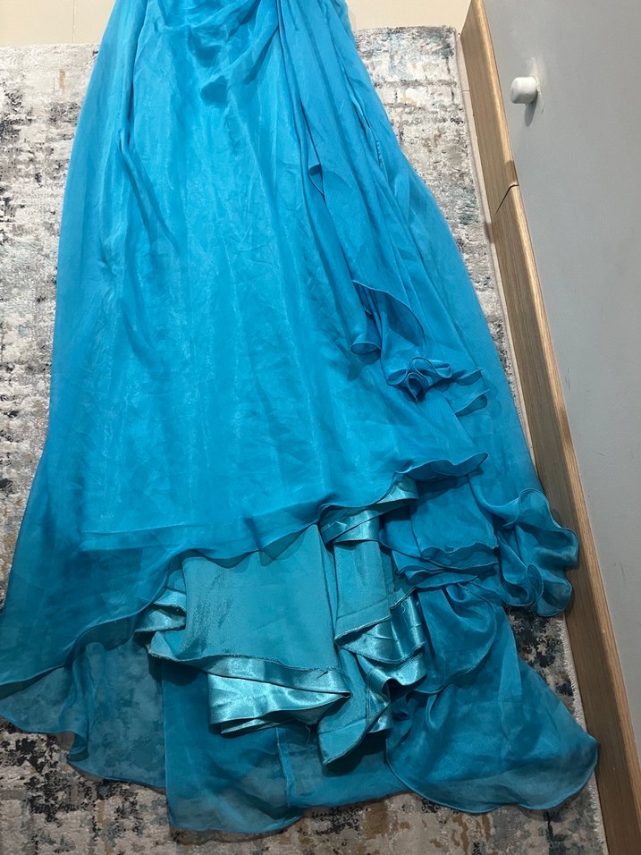 Fairycore y2k Mavi  İşlemeli Uzun Abiye Elbise - Görsel 2