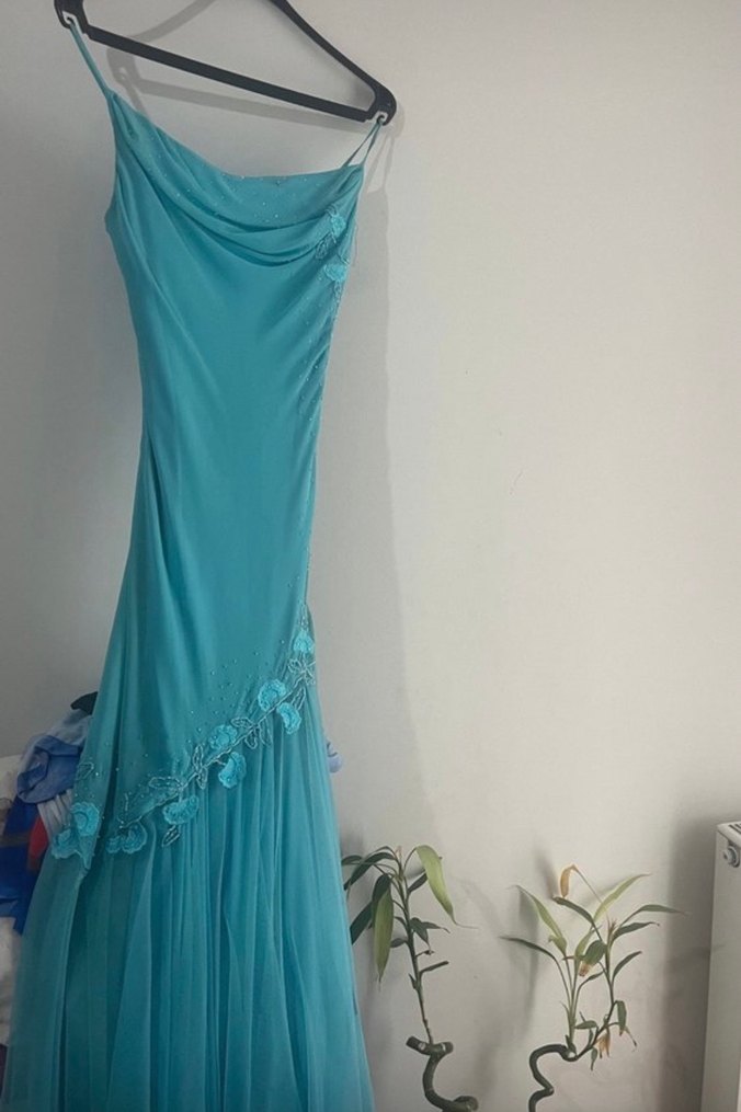 Y2K Fairycore Parisian vintage turkuaz mavi abiye elbisen - Görsel 2